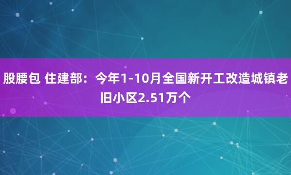 股腰包 住建部：今年1-10月全国新开工改造城镇老旧小区2.51万个